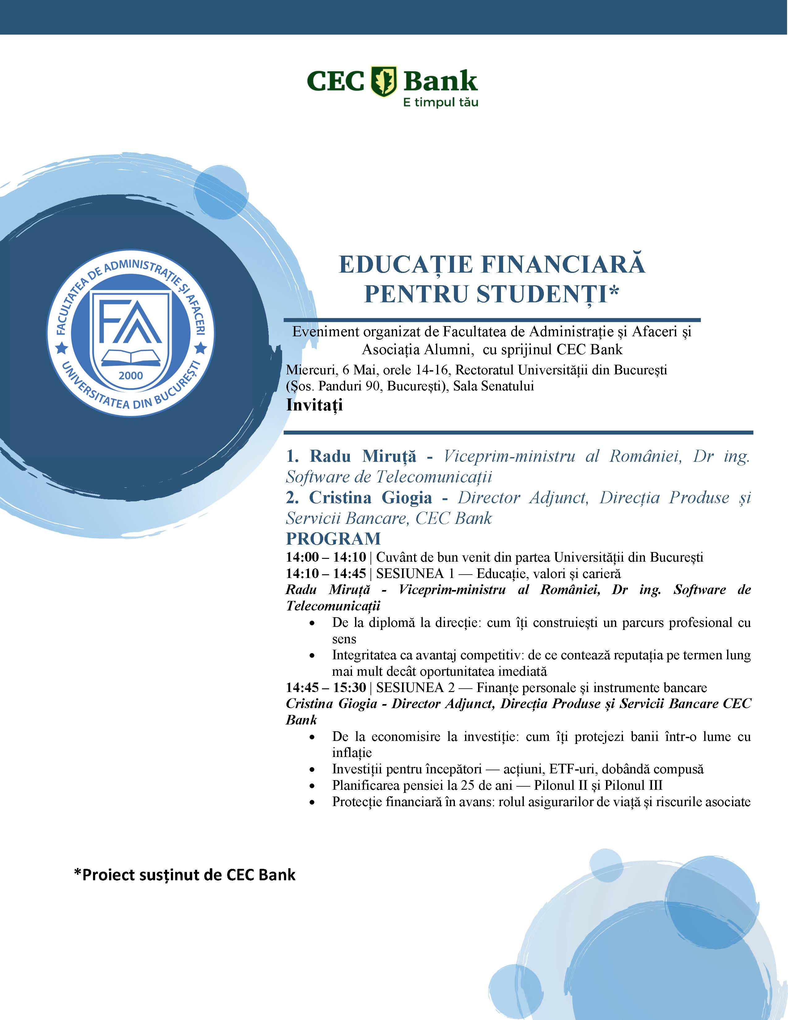 De la carieră la finanțe personale — FAA continuă seria evenimentelor de educație financiară pentru studenți